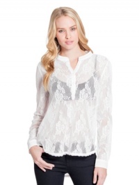 GUESS Susan Long-Sleeve Lace Top, TRUE WHITE (SMALL) GUESS Susan Long-Sleeve Lace Top, TRUE WHITE (SMALL)