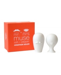 A perfect pair, the Mr. and Mrs. Muse salt and pepper shakers grace the modern table with the chic aesthetic of Jonathan Adler. With a box made for giving. A perfect pair, the Mr. and Mrs. Muse salt and pepper shakers grace the modern table with the chic aesthetic of Jonathan Adler. With a box made for giving.