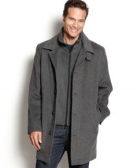 Keep your cool but still stay warm in this handsome overcoat from Nautica. Keep your cool but still stay warm in this handsome overcoat from Nautica.