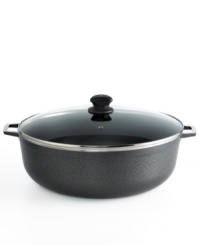 A hammered cast aluminum exterior takes this pot from stovetop to tabletop with no extra prep necessary. Impress guests further with the unique taste of authentic Latin cuisine made in a caldero, which expertly prepares rices, soups, stews and more, seasoning them with signature flavor. A hammered cast aluminum exterior takes this pot from stovetop to tabletop with no extra prep necessary. Impress guests further with the unique taste of authentic Latin cuisine made in a caldero, which expertly prepares rices, soups, stews and more, seasoning them with signature flavor.