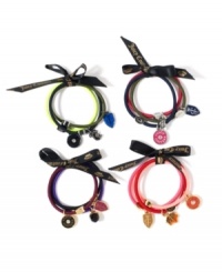 Simply charming. These lovely little accessories from Juicy Couture will dress your tresses in an assortment of signature charms, beads and unexpected ornaments. Presented in packs of three in a kaleidoscope of colors. Simply charming. These lovely little accessories from Juicy Couture will dress your tresses in an assortment of signature charms, beads and unexpected ornaments. Presented in packs of three in a kaleidoscope of colors.