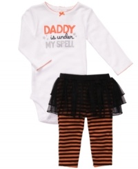 Wrapped around her finger. Let everyone know how bewitching she is with this adorable Daddy Is Under My Spell bodysuit and tutu leggings Halloween set from Carter's. Wrapped around her finger. Let everyone know how bewitching she is with this adorable Daddy Is Under My Spell bodysuit and tutu leggings Halloween set from Carter's.