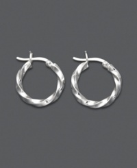 Simple hoops with a delightful twist. Giani Bernini's stylish earrings feature a sterling silver setting, twist design, and click backing. Approximate diameter: 3/4 inch. Simple hoops with a delightful twist. Giani Bernini's stylish earrings feature a sterling silver setting, twist design, and click backing. Approximate diameter: 3/4 inch.