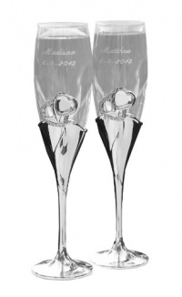 Hortense B. Hewitt Wedding Accessories Bling Hearts Champagne Toasting Flutes, Set of 2 Hortense B. Hewitt Wedding Accessories Bling Hearts Champagne Toasting Flutes, Set of 2
