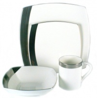 Mikasa Ridge Square Platinum 4-Piece Place Setting, Service for 1 Mikasa Ridge Square Platinum 4-Piece Place Setting, Service for 1