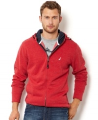 Zip up and get out. This athletic hoodie from Nautica gets you set for fall. Zip up and get out. This athletic hoodie from Nautica gets you set for fall.