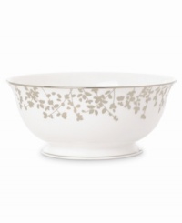 An instant classic from kate spade new york, this Gardner Street Platinum serving bowl exudes contemporary elegance. Stems of platinum foliage flourish on fine white bone china, creating a stylized two-tone floral motif to freshen up your formal table. An instant classic from kate spade new york, this Gardner Street Platinum serving bowl exudes contemporary elegance. Stems of platinum foliage flourish on fine white bone china, creating a stylized two-tone floral motif to freshen up your formal table.
