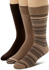 Calvin Klein Men's 3 Pack Stripe Crew Socks, Deep Khaki/Tarmac, 7-12 Calvin Klein Men's 3 Pack Stripe Crew Socks, Deep Khaki/Tarmac, 7-12