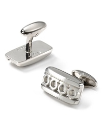 This polished cufflink takes inspiration from classic antiquity with a row of potent symbols. This polished cufflink takes inspiration from classic antiquity with a row of potent symbols.