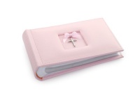 Mud Pie Baby Classic Keepsakes Faux Leather Cross Photo Album, Pink Mud Pie Baby Classic Keepsakes Faux Leather Cross Photo Album, Pink