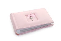 Mud Pie Baby Classic Keepsakes Faux Leather Cross Photo Album, Pink