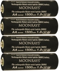 Moonrays 97143 AA NiMh Pre-charged 1500mAh Rechargeable Batteries for Solar Lights, 4-Pack Moonrays 97143 AA NiMh Pre-charged 1500mAh Rechargeable Batteries for Solar Lights, 4-Pack