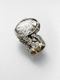 Held in an intriguing freeform setting, a stone of beautiful glass is suspended above your finger. GlassSilvertoneDiameter, about 1.1Made in Italy and imported Held in an intriguing freeform setting, a stone of beautiful glass is suspended above your finger. GlassSilvertoneDiameter, about 1.1Made in Italy and imported