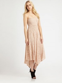 Give into your desires with this romantic strapless dress, covered in the finest Victorian lace from France. StraplessEmpire waistA-line silhouetteAllover layered scalloped laceHigh-low hemFully linedAbout 26 from natural waist89% polyamide/8% elathane/3% viscoseDry cleanMade in USAModel shown is 5'9 (176cm) wearing US size Small. Give into your desires with this romantic strapless dress, covered in the finest Victorian lace from France. StraplessEmpire waistA-line silhouetteAllover layered scalloped laceHigh-low hemFully linedAbout 26 from natural waist89% polyamide/8% elathane/3% viscoseDry cleanMade in USAModel shown is 5'9 (176cm) wearing US size Small.