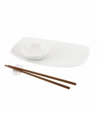 Feature modern elegance on your menu with the Classic Fjord sushi set from Dansk's collection of serveware and serving dishes. The set serves up glossy white porcelain in fluid shapes to keep tables looking totally fresh. With wooden chopsticks. Feature modern elegance on your menu with the Classic Fjord sushi set from Dansk's collection of serveware and serving dishes. The set serves up glossy white porcelain in fluid shapes to keep tables looking totally fresh. With wooden chopsticks.