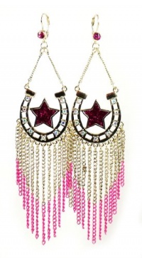 Betsey Johnson Flights of Fancy Horse Shoe and Multi-Chain Fringe Chandelier Drop Earrings Betsey Johnson Flights of Fancy Horse Shoe and Multi-Chain Fringe Chandelier Drop Earrings