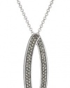 Judith Jack Sterling Silver and Marcasite Pave Elongated Drop Pendant Necklace