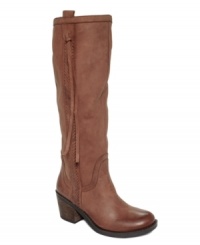 Long and lean. Nine West's Thora tall boots are western-insipred with woven detail and cool tassels along the shaft. Long and lean. Nine West's Thora tall boots are western-insipred with woven detail and cool tassels along the shaft.