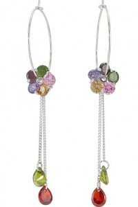 Multicolor Swarovski Elements Crystal Flower Hoop Women Earrings