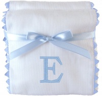 Princess Linens Garden Pique Burp Pad Set - White with Light Blue Rick Rack Trim-E Princess Linens Garden Pique Burp Pad Set - White with Light Blue Rick Rack Trim-E