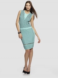 Intricate allover cutout details add texture to this form-fitting silhouette.Jewel neckline with solid V panelSleevelessBanded waistSheer stripe above hemlineAbout 23 from natural waist83% viscose/17% polyesterDry cleanMade in Italy of imported fabricModel shown is 5'11 (180cm) wearing US size Small. Intricate allover cutout details add texture to this form-fitting silhouette.Jewel neckline with solid V panelSleevelessBanded waistSheer stripe above hemlineAbout 23 from natural waist83% viscose/17% polyesterDry cleanMade in Italy of imported fabricModel shown is 5'11 (180cm) wearing US size Small.