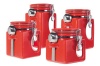 Oggi EZ Grip Handle 4-Piece Ceramic Airtight Canister Set, Red