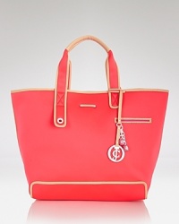 Carry this season's surf-inspired trend with this neoprene tote from Juicy Couture. Whether beach bound or simply strolling the city streets, this boldly-hued bag is sure to make waves. Carry this season's surf-inspired trend with this neoprene tote from Juicy Couture. Whether beach bound or simply strolling the city streets, this boldly-hued bag is sure to make waves.