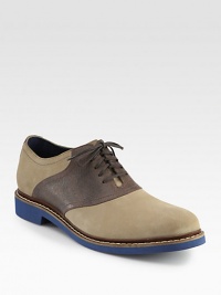 An expressive design, full of color and character, constructed in a handsome combination of suede and leather.Suede/leather upperLeather liningPadded insoleRubber soleImported An expressive design, full of color and character, constructed in a handsome combination of suede and leather.Suede/leather upperLeather liningPadded insoleRubber soleImported