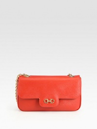 A chic, saffiano leather design with signature details and a shiny chain strap.Chain shoulder strap, 7½ dropPush-lock flap closureOne inside open pocketFully lined9½W X 5½H X 5½DMade in Italy Please note: Hardware varies by bag. A chic, saffiano leather design with signature details and a shiny chain strap.Chain shoulder strap, 7½ dropPush-lock flap closureOne inside open pocketFully lined9½W X 5½H X 5½DMade in Italy Please note: Hardware varies by bag.