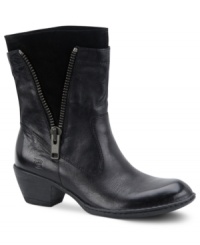 Pull-on fashion. Born's Mila booties feature a (non-functional) zipper for an interesting look that will add pizzaz to anything in your closet. Pull-on fashion. Born's Mila booties feature a (non-functional) zipper for an interesting look that will add pizzaz to anything in your closet.