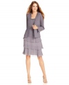 Patra's petite dress is dazzling for evening with its beaded collar and tiered chiffon skirt. The attached jacket is a sophisticated finish and makes for an effortless ensemble. (Clearance)