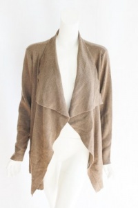 LAUREN Ralph Lauen Womens Brown Open Front Wool Drape Petite Sweater PL LAUREN Ralph Lauen Womens Brown Open Front Wool Drape Petite Sweater PL