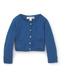 Oozing Old World charm, this picture-perfect cardigan has a ribbed crewneck and ribbing and pointelle pattern along the raglan sleeves. Oozing Old World charm, this picture-perfect cardigan has a ribbed crewneck and ribbing and pointelle pattern along the raglan sleeves.