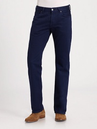 Practical, yet polished this five-pocket classic is shaped in a straight-leg silhouette with a rich cobalt blue finish.Five-pocket styleInseam, about 34CottonMachine washImported