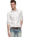 Rock your stud look with this stage-ready shirt from Andrew Charles.