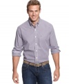 Get solid style points and plenty of comfort in this gingham shirt from Izod.