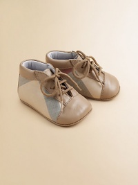 Soft-tone signature check design with supple leather trim for stylish first steps.Lace-up50% cotton/50% leather upperLeather liningLeather soleImported Soft-tone signature check design with supple leather trim for stylish first steps.Lace-up50% cotton/50% leather upperLeather liningLeather soleImported