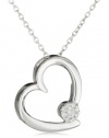 Women's Sterling Silver Diamond Resting Heart Pendant Necklace (1/ 10 cttw, I-J Color, I2-I3 Clarity), 18