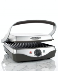 Get your grill on and have a cookout in the comfort of your kitchen. From juicy burgers to the perfect pressed panini, every dish is delicious when grilled between the even heating, nonstick plates of this Calphalon grill and panini press. One-year warranty. Model 1759546. Get your grill on and have a cookout in the comfort of your kitchen. From juicy burgers to the perfect pressed panini, every dish is delicious when grilled between the even heating, nonstick plates of this Calphalon grill and panini press. One-year warranty. Model 1759546.