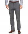 Update your dress wardrobe with the slim, modern fit of these Calvin Klein wool blend dress pants.