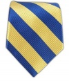 100% Silk Woven Serene Blue and Butter Classic Twill Striped Tie