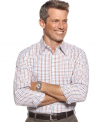 Plaid can look s polished as a stripe or solid-this tri-colored shirt from John Ashford is proof. Plaid can look s polished as a stripe or solid-this tri-colored shirt from John Ashford is proof.