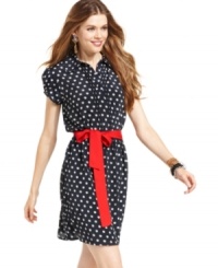 Finished with a bright belt that adds a pop of color, American Rag's polka dot dress is as charming as it is versatile. Style it with flats for a casual day look or heels for dinner with the fam. Finished with a bright belt that adds a pop of color, American Rag's polka dot dress is as charming as it is versatile. Style it with flats for a casual day look or heels for dinner with the fam.