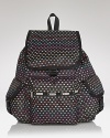 LeSportsac's signature nylon backpack is updated in a cute heart pattern. This cooly functional bag features exterior pockets and adjustable shoulder straps for effortless on-the-go style.