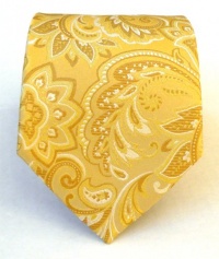 100% Silk Woven Gold Organic Paisley Tie