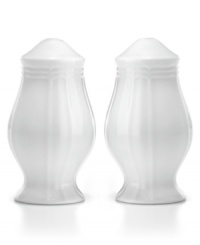 Add taste to any meal with this gracefully shaped salt and pepper set from Mikasa's Antique White dinnerware and dishes collection. The soft geometric feel and clean, embossed design make it an essential part of the Antique White collection. Add taste to any meal with this gracefully shaped salt and pepper set from Mikasa's Antique White dinnerware and dishes collection. The soft geometric feel and clean, embossed design make it an essential part of the Antique White collection.