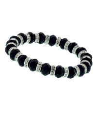 Black is the new black! Bedecked with jet and clear crystals, 2028's stretch bracelet is a timeless, versatile look you'll cherish. Crafted in silver tone mixed metal, it slips on and off with ease. Approximate diameter: 2-1/4 inches. Black is the new black! Bedecked with jet and clear crystals, 2028's stretch bracelet is a timeless, versatile look you'll cherish. Crafted in silver tone mixed metal, it slips on and off with ease. Approximate diameter: 2-1/4 inches.