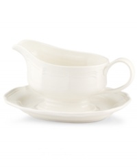 Gently scalloped detail in hardy stoneware gives the French Country gravy boat and tray an effortless grace that's ideal for every day. From Mikasa. Gently scalloped detail in hardy stoneware gives the French Country gravy boat and tray an effortless grace that's ideal for every day. From Mikasa.
