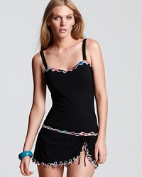 Profile's tankini is a playful poolside choice. When the tropics beckon, this ruffle-trimmed style is suitcase-chic with flat sandals and oversized frames. Profile's tankini is a playful poolside choice. When the tropics beckon, this ruffle-trimmed style is suitcase-chic with flat sandals and oversized frames.