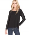 Faux-leather trim ups the edge on this Kensie top, perfect for an urban-chic look!